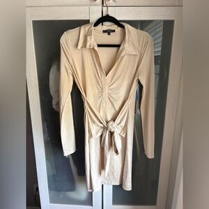Cream Long Sleeve Dress